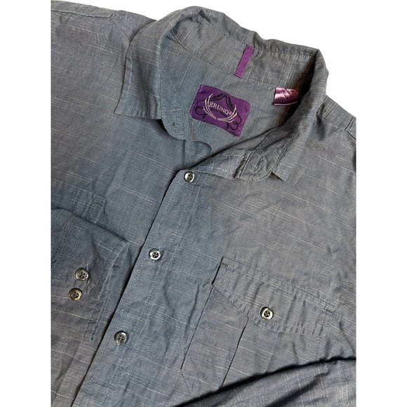 Bruno‎ New York  Mens Long Sleeve Gray Button Up Shirt Size Large - Picture 1 of 6